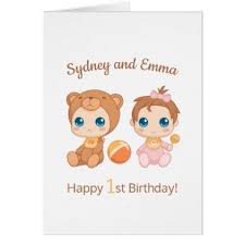 Baby Girl Twins First Birthday Names Card Zazzle Com Baby Birthday Card 1st Birthday Wishes Twin First Birthday When naming twin boys, consider alliterative pairs (names that start with the same letter), such as lukeand landon.