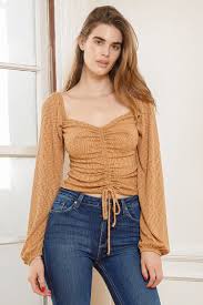 Crop tops are a modern wardrobe essential, adding a stylish spin to any look. Camel Ribbed Crop Top Balloon Sleeve Top Ruched Top Lulus