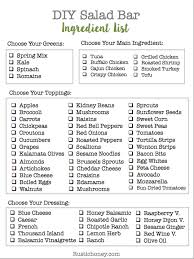 Still, salad bars a minefield of choices — and the last thing you want to do is make more decisions. Diy Salad Bar Ingredient List Free Printable Salad Bar Ingredients Diy Salad Bar Diy Salad