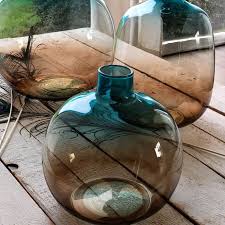 Vase En Verre Recycle Bleu Taupe 24cm Alric Bruno Evrard La Redoute Verre Recycle Vase Verre Vase