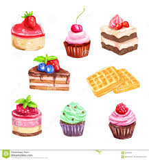 Kuchen Und Gebacksatz Des Aquarellnachtischs Vektor Abbildung Illustration Von Gebacksatz Aquarellnachtischs 92506979