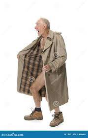 Old Man Flashing with Raincoat Stock Image - Image of showing, joke:  12221007