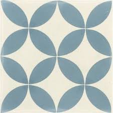 Tapis vinyle carreaux de ciment, carrelage motifs anciens, chaises vintage en bois. Carreau De Ciment Interieur Palmette Premium Bleu Et Blanc 20 X 20 Cm Carreaux De Ciment Salle De Bain Carreau De Ciment Carrelages Geometriques