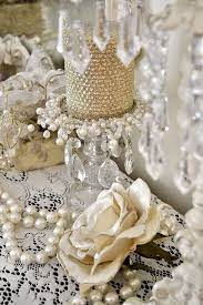 Gold Pearls Lace Sparkly Candles Pearl And Lace Wedding