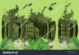 Environmental Illustration Home And Garden Paper Art Design Paper Art Design Paper Art Illustration