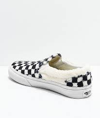 Black And White Checkered Vans Men Vans Slip On Checkered Black White Sherpa Skate Shoes Zumiez Slip On Sneakers Vans Slip On Vans