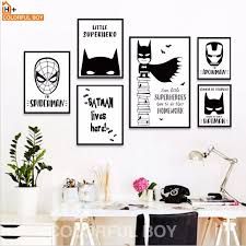 Black And White Superhero Wall Art Colorfulboy Modern Superhero Batman Spiderman Canvas Painting For Kids Boy Room Black White Art Print Poster Wall Pictures Decor Kids Room Paint Superhero Room Spiderman Room