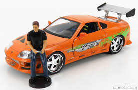 The fast and the furious: Jada 31139 Masstab 1 18 Toyota Supra Mkiv 1995 Paul Walker With Brian O Conner Figure Fast Furious 1 2001 Orange Green