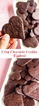 Crisp Dark Chocolate Cookies Eggless Recipe Chocolate Baked Dessert Recipes Chocolate Cookies