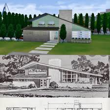 Interior view of windsor court. Mid Century Modern Split Level Based On The Image Below Sims4