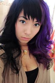 Hairstyles with bangs purple hair color bang hairstyles hair color purple colour haircuts with bangs violet hair hair with bangs. Half Black And Half Purple Hair With Bangs Mjust Love The Choppy Bangs Beauty Hair Color Purple Hair Tumblr Purple Hair