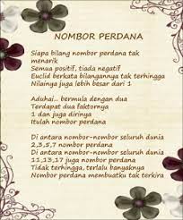Nombor perdana yang kurang daripada 50 adalah 2, 3, 5, 7, 11, 13, 17, 19, 23, 29, 31, 37, 41, 43 dan 47. Nota Tingkatan 1 Nombor Perdana Khairul Syafiq Suhaimi