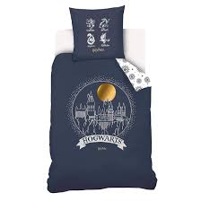 Parure Housse De Couette Harry Potter Hogwarts Bleu 140x200cm 1 Personne 100 Coton J K Market