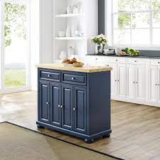 This island features a 1 3/4 inch thick butcher block top that is made from beautiful solid northern maple. Crosley Madison Navy Kitchen Island Kf30031anv The Home Depot