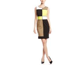 Nue By Shani Sleeveless All Over Color Block Shift Dress