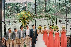 Wesley And Sophia S Sunflower Filled Wedding At Glasshouse At Seputeh Orange Bridesmaid Wedding Wedding Entourage