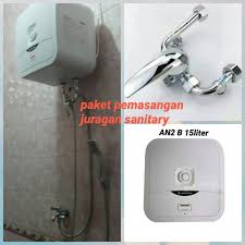 Alat water heater listrik lebih baik dipasang minimal 1.5m dari lantai agar memudahkan anda dalam pemasangan dan pengaturan pada water heater serta agar terhindar dari cipratan air mandi. Jual Pemanas Air Water Heater Ariston An 15l 1 Set Pemasangan Jakarta Barat Juragan Sanitary Tokopedia