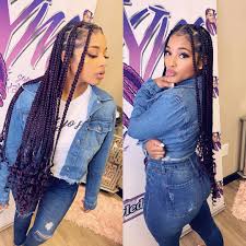 Black And Purple Knotless Braids Birthday Behavior Full Knotless Plaits Purple Tint Atlhairstylist Atlbraids Atlantabraids H Braided Hairstyles Braids For Black Hair African Braids Hairstyles