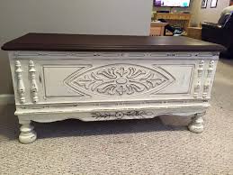 Lane Cedar Chest Painted In Old White And Distressed Top Stained With Old Walnut Distressed Furniture Painting Painted Furniture Painted Cedar Chest