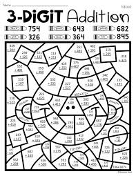 These Fun Color By Number 3 Digit Addition Worksheets Are Perfect For Teachers And Child Math Coloring Worksheets Fun Math Worksheets Christmas Math Worksheets