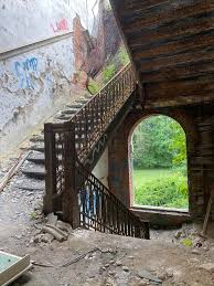 Usually for staircases only granites are used (slipperly will be less, hard compared to vitrified tiles, vitried sometimes needs patch work as slabs comes in standard sizes) Abandoned Military School Granite Floors And Stairs Are Still Crazy Sturdy Abandonedporn