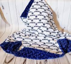 Dallas Cowboys White Blue Star Cotton And Blue Swirl Silky Minky Baby Blanket 30 X 35 Inches Blankets Swaddling Handmade Products