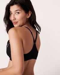Lightly Lined Wireless Cotton Bra Black La Vie En Rose
