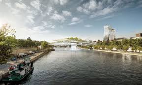 Download 572 bridge landscape free vectors. Rescubika Envisions Babylon Bridge With Waterfall Over The Seine In Paris