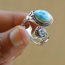 Larimar Gemstone Ring Blue Topaz Stone Topaz Ring Perfect Gift For Women Promise Ring 925 Sterling S Blue Topaz Ring Silver Rings Handmade Gemstone Rings