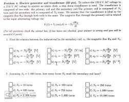 Alarm clock regular alarm clock:version 1. Solved Problem 4 Electric Generator And Transformer 20 Chegg Com