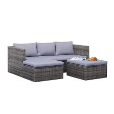 Maybe you would like to learn more about one of these? Vifah Daytona Grey 3 Piece Vintage Outdoor Cushioned Wicker Corner Sofa With Footstool The Home Depot Canada