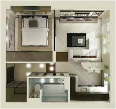 Gambar Denah Rumah Sederhana 1 Kamar Tidur Minimalis 3d Denah Rumah Desain Apartemen Rumah Minimalis