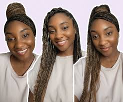 Two goddess braids on natural hair. 6 Knotless Box Braid Styles We Love The Everygirl