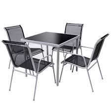 The garden furniture set is easy to clean and maintain. 5 Pieces Bistro Set Garden Chairs And Squaretable Set Modern Steel Patio Outdoor Furniture Sets Hw56649 Aliexpress