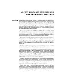 Insurance is a means of protection from financial loss. Summary Airport Insurance Coverage And Risk Management Practices The National Academies Press