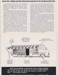 Zip Dee Awning Brochure Source Bob Marlys Drewes Literature Gmc Motorhome Drewes