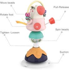 Amazon Com Iplay Ilearn Baby Rattles Set Infant High Chair Toys W Suction Cup Grab N Spin Interactive Development Baby Tray Toy Newborn Gifts For 6 9 12 18 24 Months 1 2