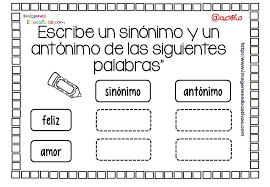 Cuaderno De Trabajo Sinonimo Vs Antonimos Sinonimos Y Antonimos Sinonimos Para Ninos Antonimos