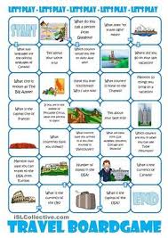The Board Game Is About Travel And Travelling You Can Make It Fit Your Students As It Is Fully Editable It Is Always Nic Board Games Travel English Esl Games
