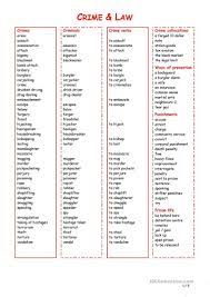 Crime And Law English Esl Worksheets Law School Inspiration Law And Crime Law School Life