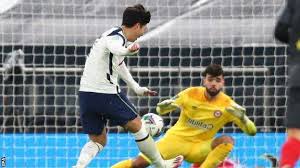 D.raya, e.pinnock, m.sorensen, r.henry, s.canos, j.dasilva, v.janelt, m.jensen, h.dalsgaard. Tottenham Hotspur 2 0 Brentford Jose Mourinho Reaches Carabao Cup Final Bbc Sport