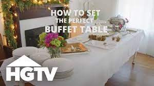 Besides simply making the buffet look professional and elegant, you should also vary dish heights with risers and pay extra attention to the. How To Set A Buffet Table Hgtv Youtube