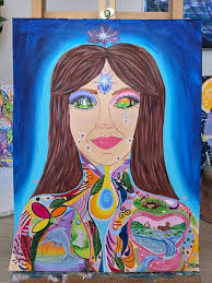 Visionary self-portrait with spirit guides