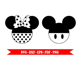 Mickey Mouse And Minnie Mouse Svg Silhouette Head Clip Art In Digital Format Svg Eps Dxf Png Pdf For Silhouette Cameo Cricut Vinyl Mickey Disney Scrapbook Minnie Mouse
