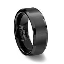 Black Tungsten Carbide Ring Brushed With Beveled Edge Black Tungsten Rings Black Tungsten Carbide Ring Black Titanium Ring