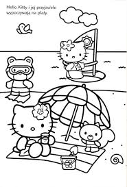 Click on the free hello kitty colour page you would like to print, if you print them all you can make your own. Hello Kitty At The Beach In Black And White Hello Kitty Coloring Hello Kitty Drawing Kitty Coloring