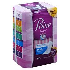 Poise Incontinence Pads Moderate Absorbency Regular Length 66 Ct