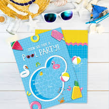 For example, if you're doing a tropical island pool party, a few inflatable palm trees can really sell the look. Summer Swimming Pool Party Invitations Cards Cartoon Pink Flamingo Invitation Kids Birthday Party Favor Decorations Cards Invitations Aliexpress