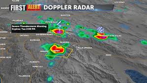 * weather indicated in local time. Severe Thunderstorm Warning Near San Bernardino Kesq