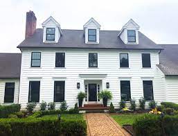 The colors go together really well and provide a nice contrast.white is also a classic neutral. Black Windows Modernize Colonial Home Pella Philadelphia Colonial House Exteriors Colonial Exterior White Colonial House